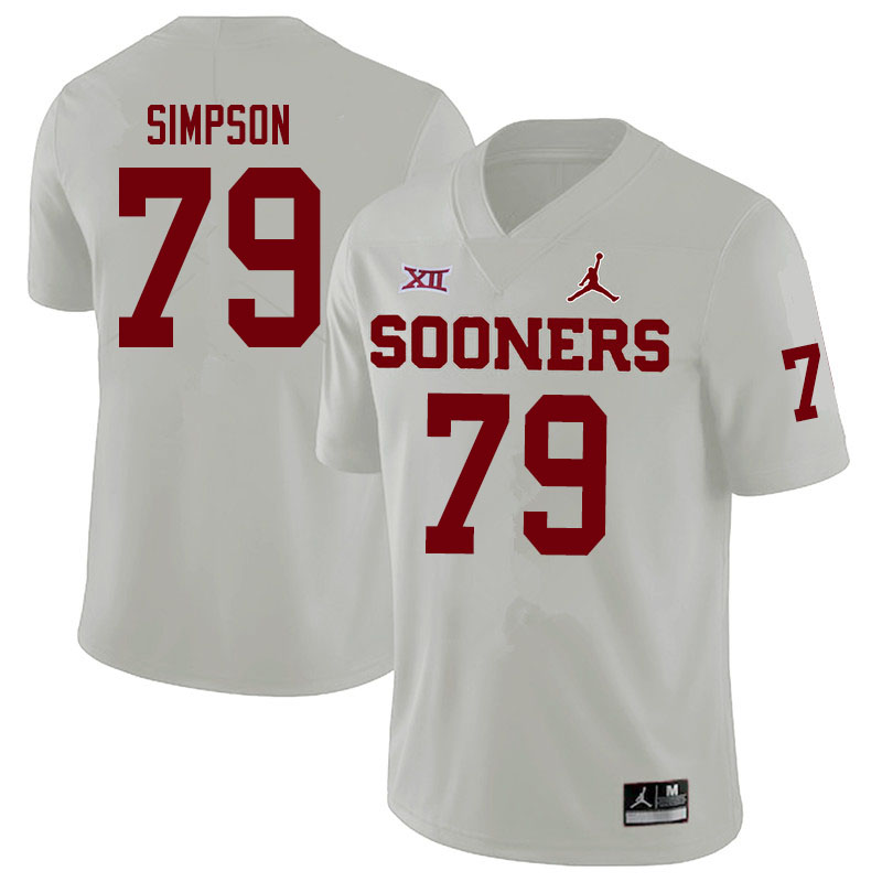 Men #79 Darrell Simpson Oklahoma Sooners Jordan Brand College Football Jerseys Sale-White - Click Image to Close